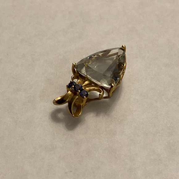 10k yellow gold, 5.43 Ct total weight Prasiolite slide pendant - Picture 7 of 16